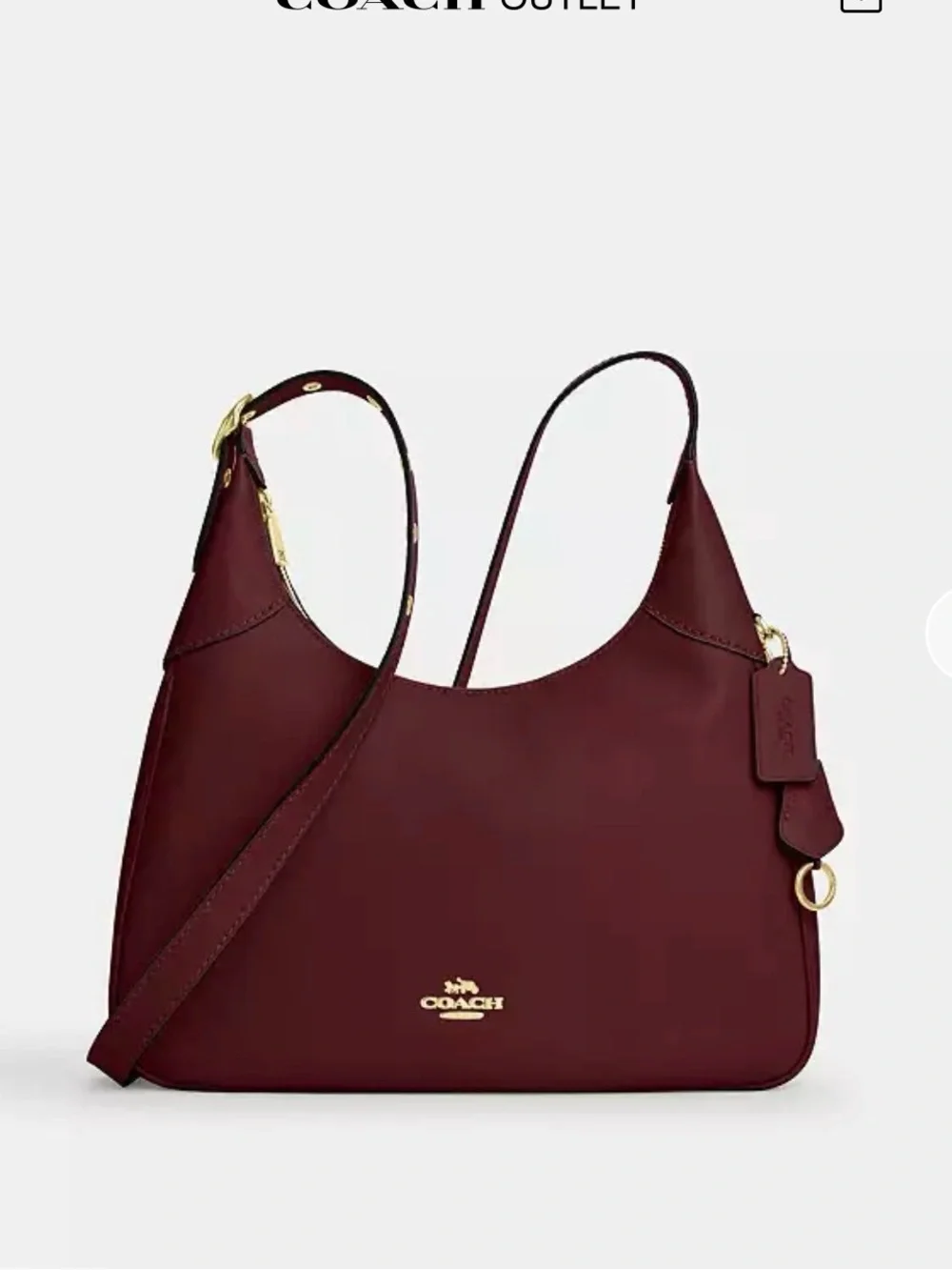 NWT Coach Ella Burgundy Leather Hobo with Gold Hardware